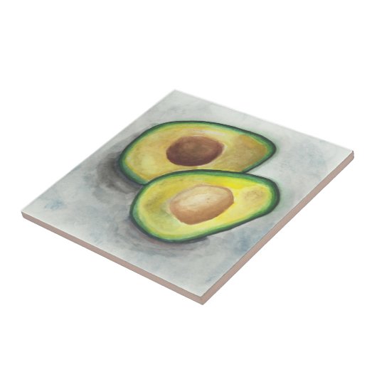 Avocado in Waterverf Tegeltje (Zijkant)
