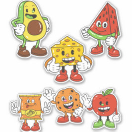Avocado kaas watermeloen appel koekjes Pack 6 Sticker