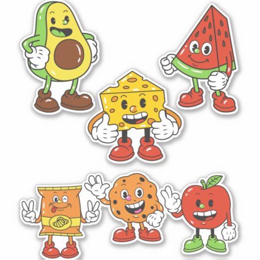 Avocado kaas watermeloen appel koekjes Pack 6 Sticker (Voorkant)