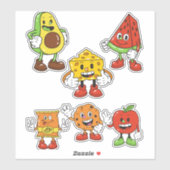 Avocado kaas watermeloen appel koekjes Pack 6 Sticker (Vel)