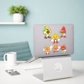 Avocado kaas watermeloen appel koekjes Pack 6 Sticker (Laptop op bureau)