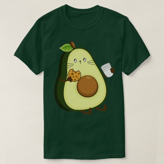 Avocado kat eten koekje en drink melk t-shirt (Design voorkant)