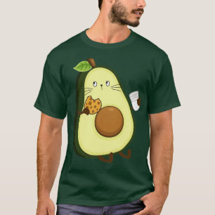 Avocado kat eten koekje en drink melk t-shirt