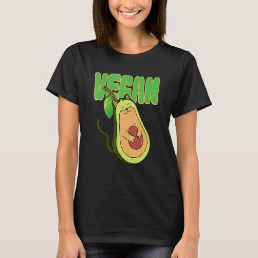 Avocado Kat Vegan Dier Vegetarisch T-shirt (Voorkant)