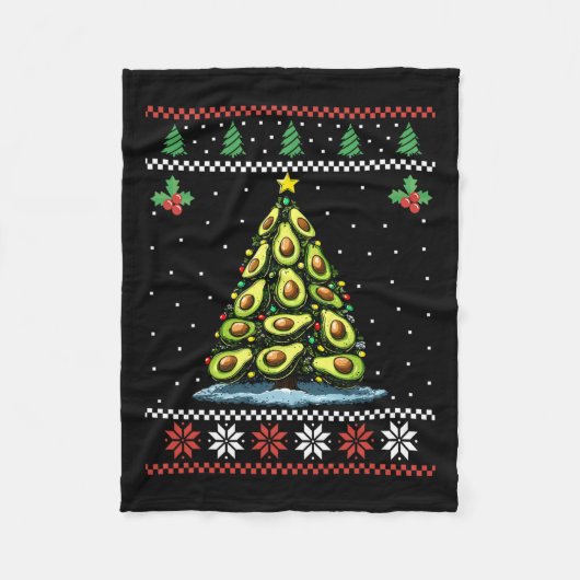 Avocado Kerstboom Lelijke Kersttrui Xmas Fleece Deken (Voorkant)