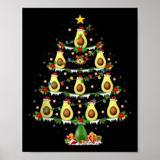 Avocado Kerstboom Lichtjes Grappige Avocado Kerst  Poster (Voorkant)
