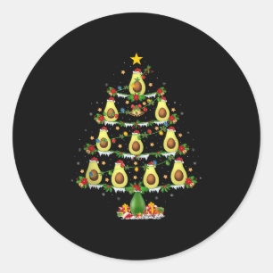 Avocado Kerstboom Lichtjes Grappige Avocado Kerst Ronde Sticker