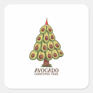 Avocado kerstboom vierkante sticker