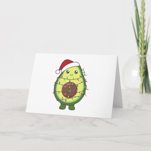 Avocado Kerstlichtjes Funny Avocados Feestdagen Kaart (Voorkant)