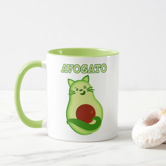 Avocado Keto Kitty Cat die naar je toe wint Mok (Met donut)
