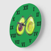 Avocado Keuken Groente Gezond Waterverf Voedsel Grote Klok (Hoek)