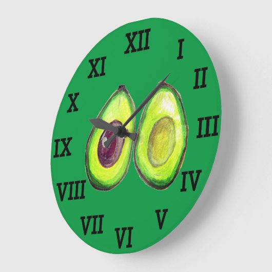 Avocado Keuken Groente Gezond Waterverf Voedsel Grote Klok (Hoek)