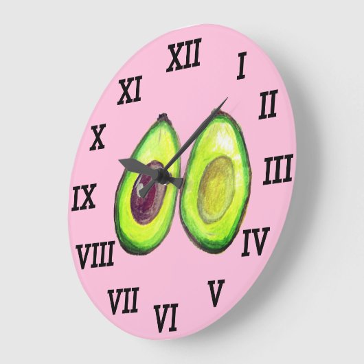 Avocado Keuken Groente Gezond Waterverf Voedsel Grote Klok (Hoek)