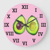 Avocado Keuken Groente Gezond Waterverf Voedsel Grote Klok (Voorkant)