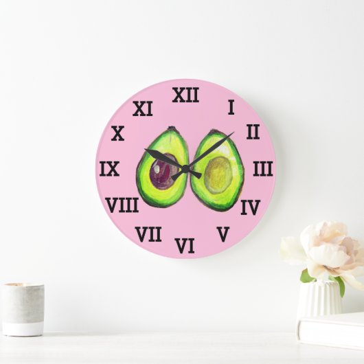 Avocado Keuken Groente Gezond Waterverf Voedsel Grote Klok (Huis)