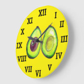 Avocado Keuken Groente Gezond Waterverf Voedsel Grote Klok (Hoek)