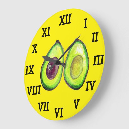 Avocado Keuken Groente Gezond Waterverf Voedsel Grote Klok (Hoek)