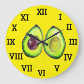 Avocado Keuken Groente Gezond Waterverf Voedsel Grote Klok (Voorkant)
