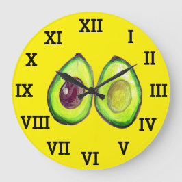 Avocado Keuken Groente Gezond Waterverf Voedsel Grote Klok