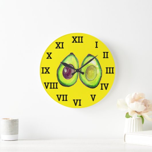 Avocado Keuken Groente Gezond Waterverf Voedsel Grote Klok (Huis)