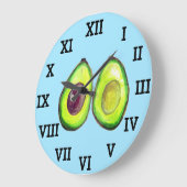Avocado Keuken Groente Gezond Waterverf Voedsel Grote Klok (Hoek)