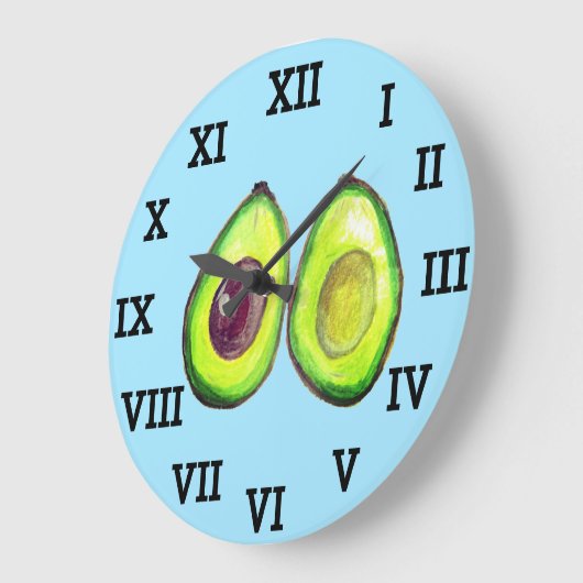 Avocado Keuken Groente Gezond Waterverf Voedsel Grote Klok (Hoek)