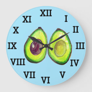 Avocado Keuken Groente Gezond Waterverf Voedsel Grote Klok