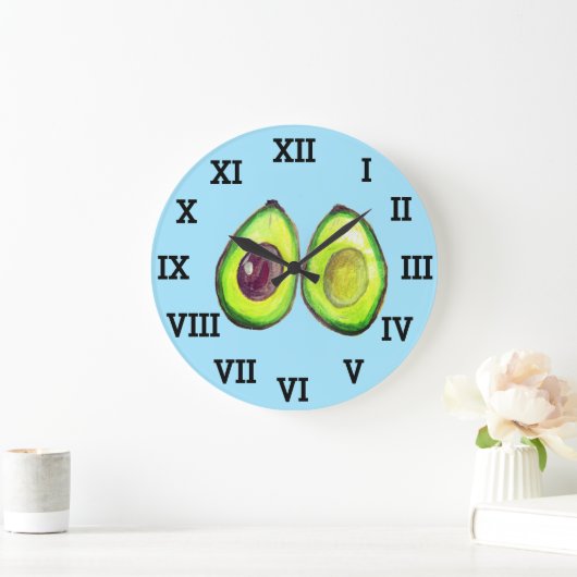 Avocado Keuken Groente Gezond Waterverf Voedsel Grote Klok (Huis)