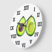 Avocado Keuken Groente Gezond Waterverf Voedsel Grote Klok (Hoek)
