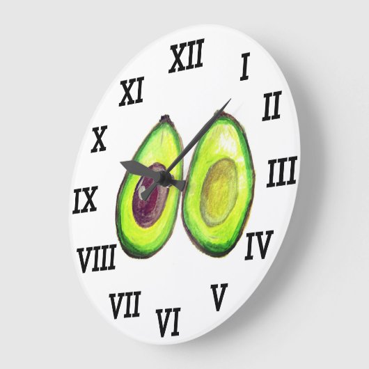 Avocado Keuken Groente Gezond Waterverf Voedsel Grote Klok (Hoek)