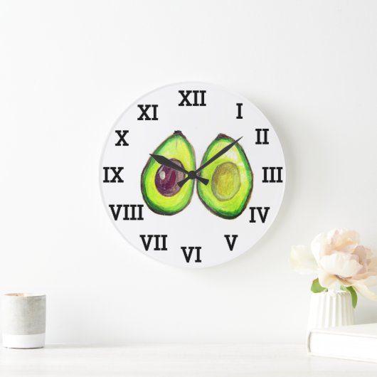 Avocado Keuken Groente Gezond Waterverf Voedsel Grote Klok (Huis)