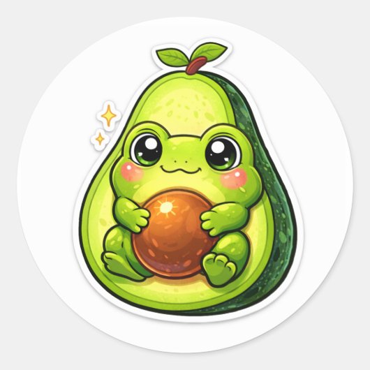 Avocado Kikker Ronde Sticker (Voorkant)