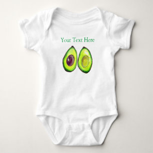 Avocado Kinder Text Vegan Food Healthy Fruit Baby Romper