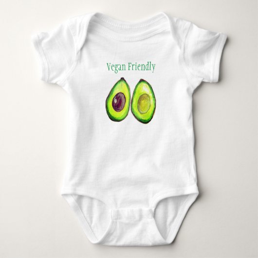 Avocado Kinder Text Vegan Food Healthy Fruit Baby Romper (Voorkant)