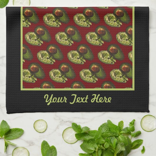 Avocado Kitchen Towel - Optionele personalisatie Theedoek (Gevouwen)