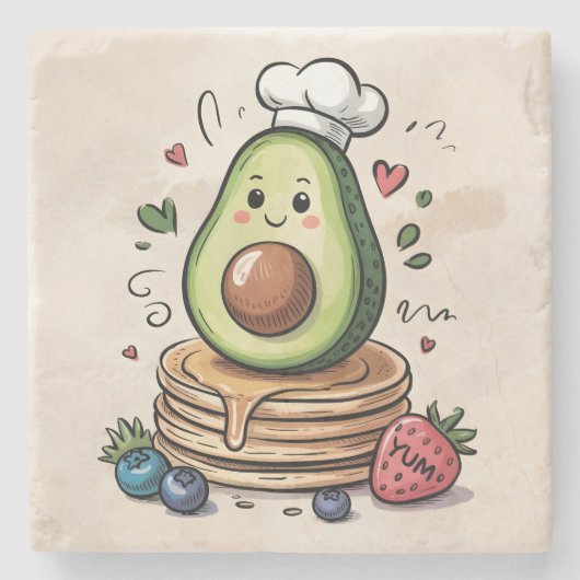 avocado-kok stenen onderzetter (Voorkant)