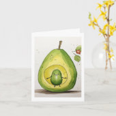 Avocado, leuk baby avocado ontwerp kaart (Gele Bloem)