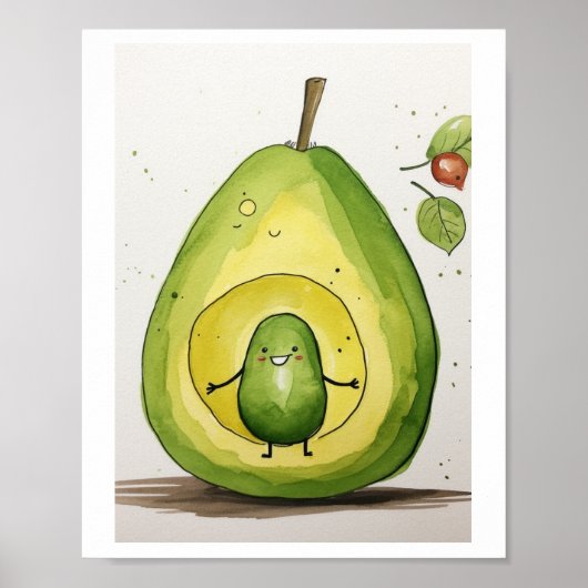 Avocado, leuk baby avocado ontwerp poster (Voorkant)