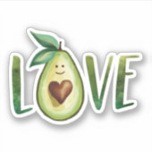 Avocado Liefde Waterverf Avaocado Hart Karakter Sticker (Voorkant)