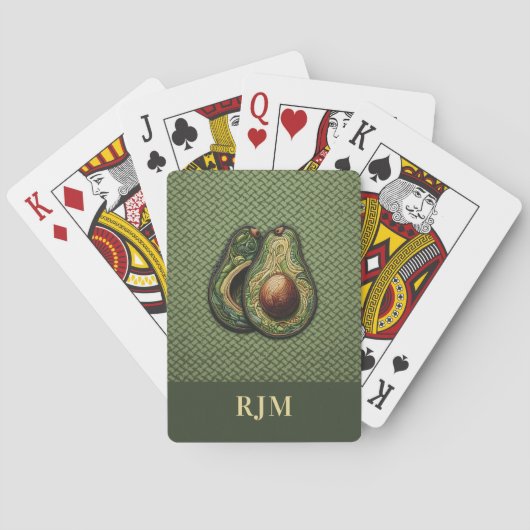 Avocado Liefhebber Nep-Borduurwerk Pokerkaarten (Achterkant)