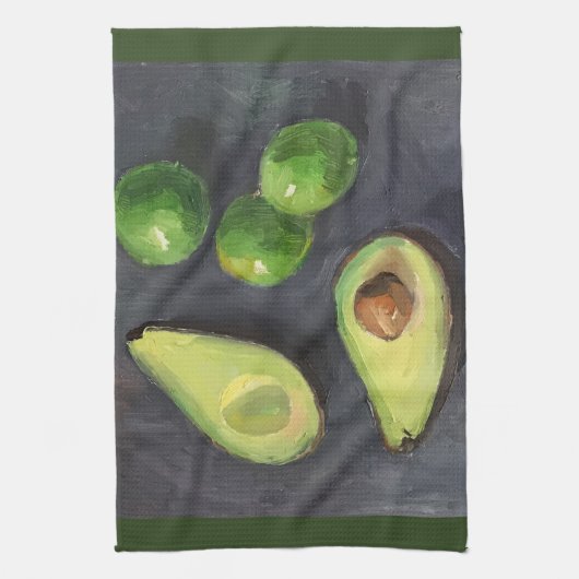 Avocado Lime Green Grey Art Theedoek (Verticaal)