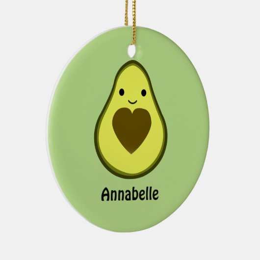 Avocado Love Cute Avocado met hartslag Keramisch Ornament (Rechts)