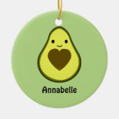 Avocado Love Cute Avocado met hartslag Keramisch Ornament (Voorkant)