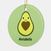Avocado Love Cute Avocado met hartslag Keramisch Ornament (Links)