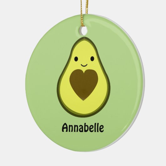 Avocado Love Cute Avocado met hartslag Keramisch Ornament (Links)