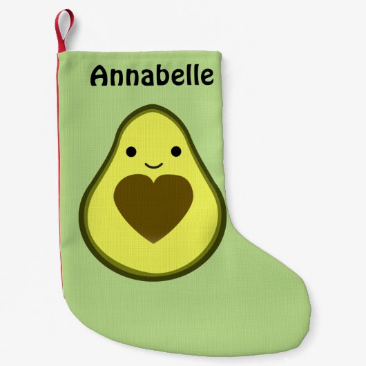 Avocado Love Cute Avocado met hartslag Kleine Kerstsok (Voorkant)