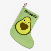 Avocado Love Cute Avocado met hartslag Kleine Kerstsok (Voorkant (Hangend))