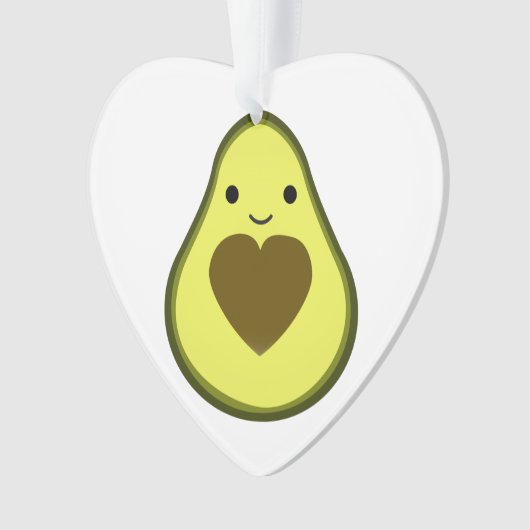 Avocado Love Cute Avocado met hartslag Ornament (voorkant)