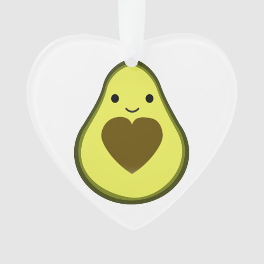 Avocado Love Cute Avocado met hartslag Ornament (voorkant)