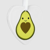 Avocado Love Cute Avocado met hartslag Ornament (voorkant)